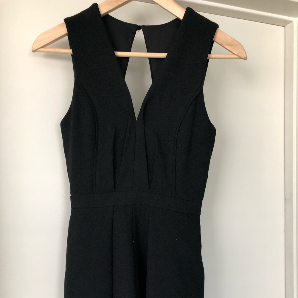 Black Conservative V-neck Romper